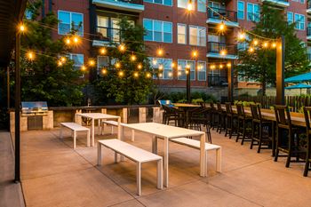 Poolside grilling and dining area